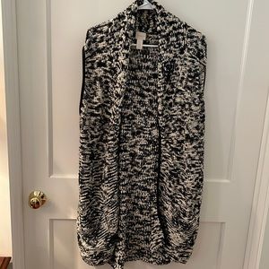 Chicos leather trimmed open cardigan